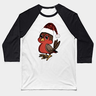 Robin In Santa Hat Baseball T-Shirt